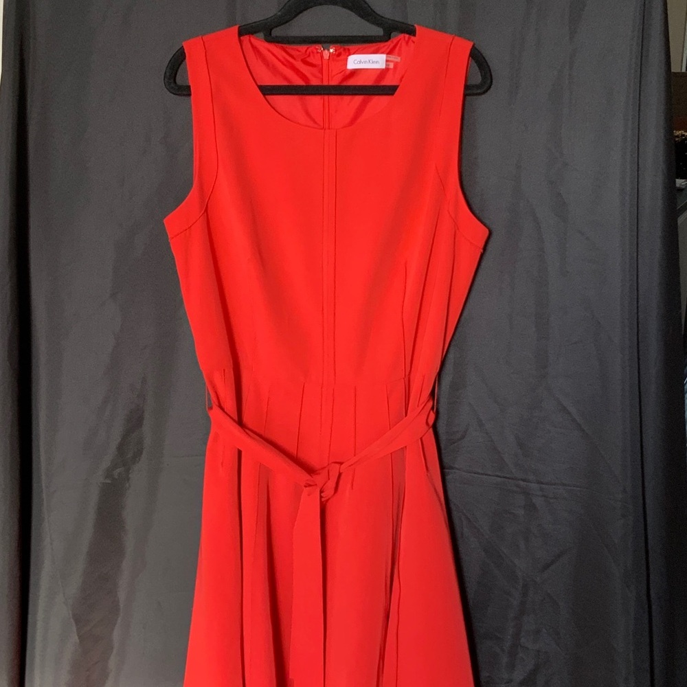 Calvin Klein Vibrant Red Midi Dress
